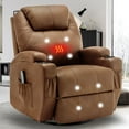 thumbnail image 1 of Korser Swivel Rocker Recliner Chair with Massage Faux Leather for Living Room,Lightbrown, 1 of 8