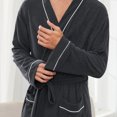 thumbnail image 4 of U2SKIIN Mens Terry Cloth Robe, 100% Cotton Soft Spa Bathrobes for Men(Dark Grey Mel, S/M), 4 of 7