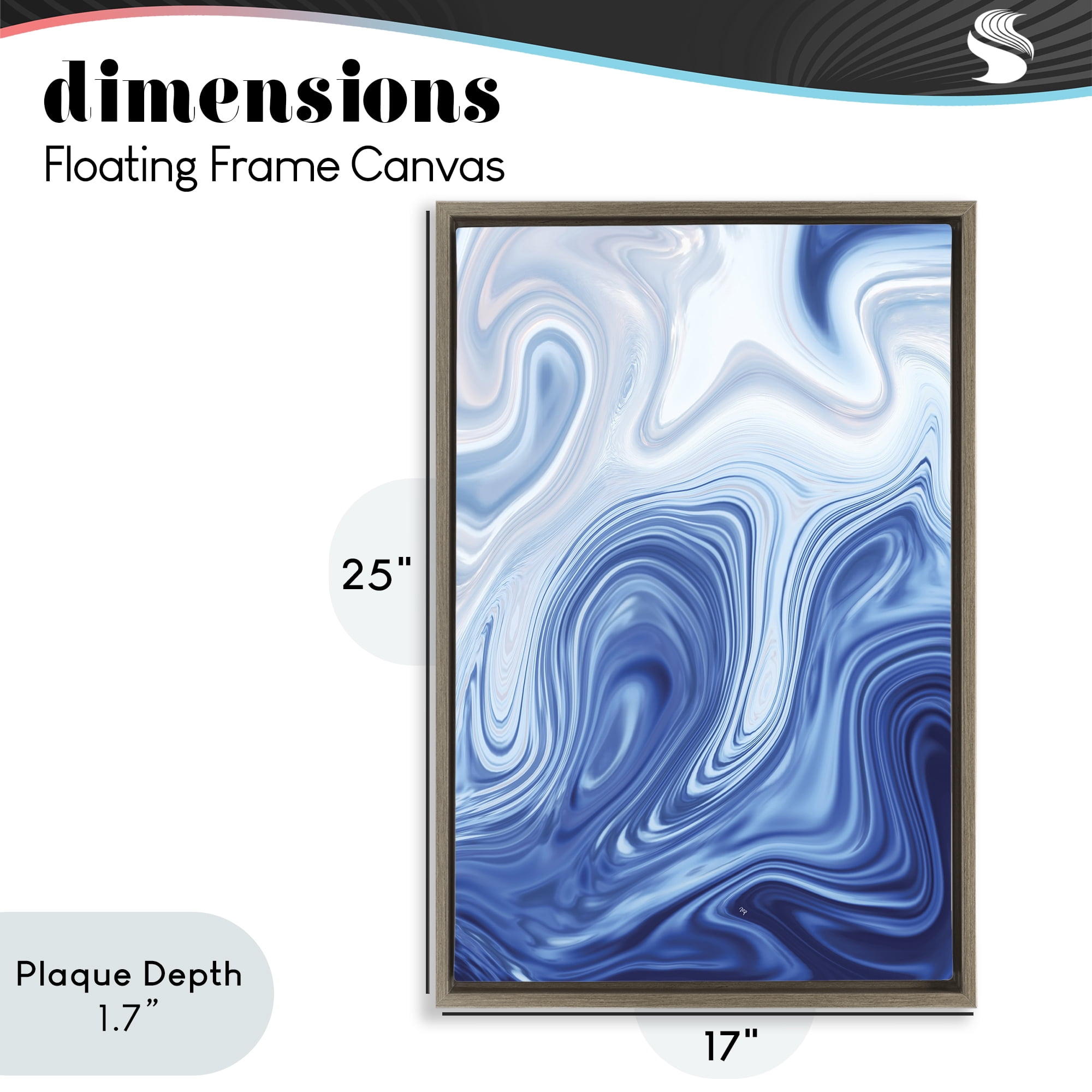 Stupell Industries Blue Marble Fluidity Brown Framed Floater Canvas Wall Art, design by Martina Pavlova