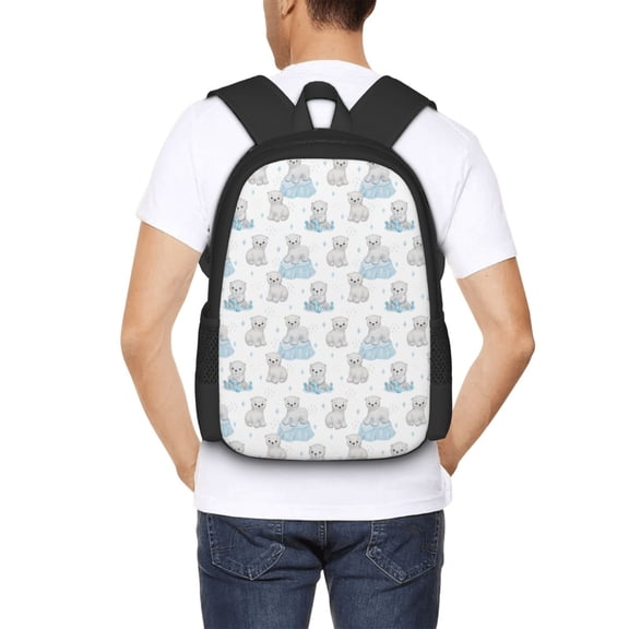 Ratiio Playful Polar Bear Pals Backpack for Men and Women - Durable 600D Oxford Cloth -Large Capacity, Water-Resistant School, Travel, and Hiking Bag