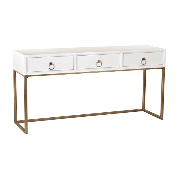 Suite 3Drawer Console Table in White and Gold