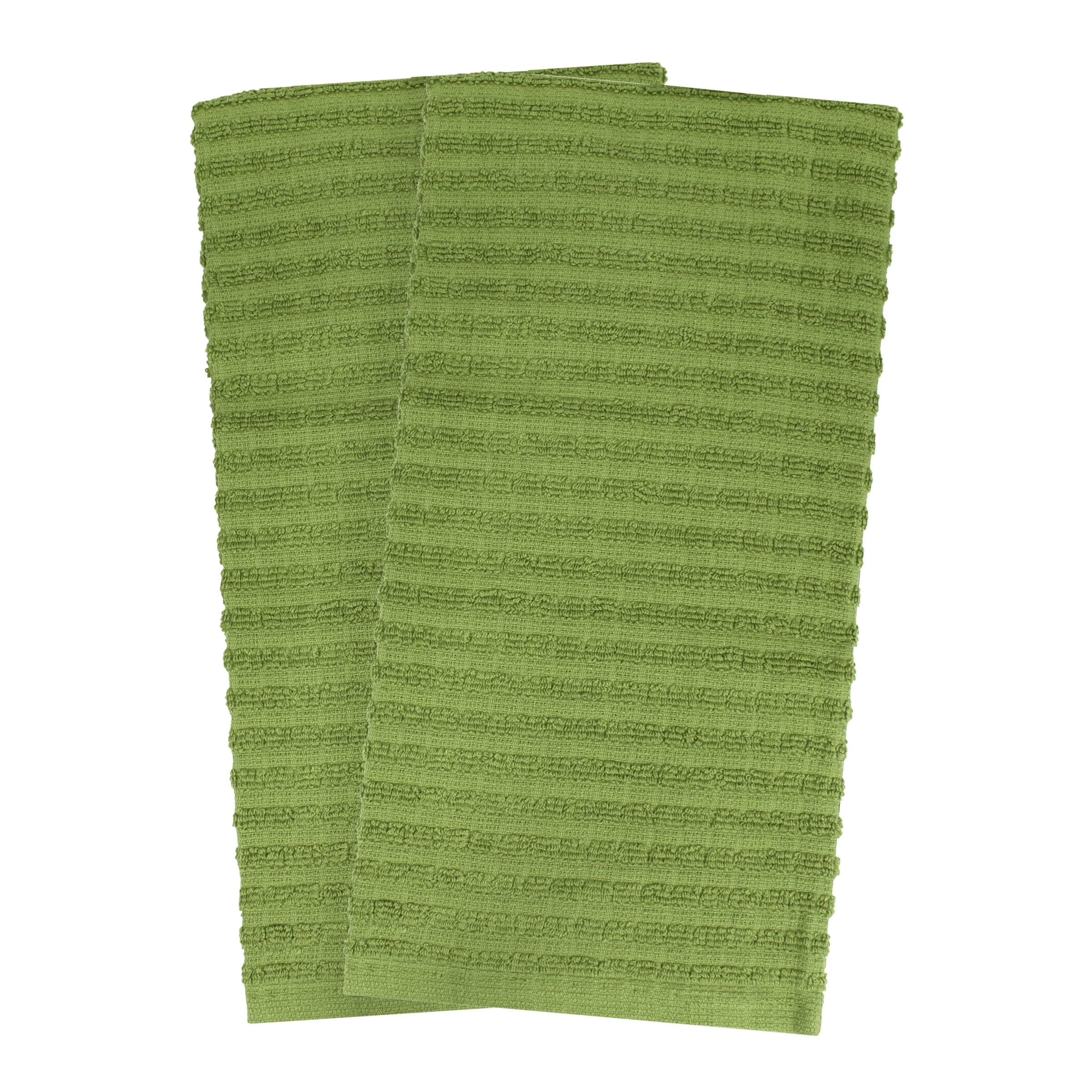 RITZ Royale Collection 100% Combed Terry Cotton, Oversized Kitchen Towel Set, 4-Pack, Solid & Coordinate, Cactus
