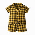 thumbnail image 1 of Curenmufel Pyjamas Enfants Filles Ensembles de Pyjamas Manches Courtes Pyjamas Enfants à Boutons Tenue de Nuit 5T 6T (Jaune,5-6 Ans), 1 of 1