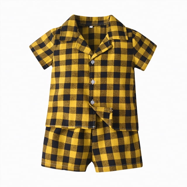 Curenmufel Pyjamas Enfants Filles Ensembles de Pyjamas Manches Courtes Pyjamas Enfants à Boutons Tenue de Nuit 5T 6T (Jaune,5-6 Ans)