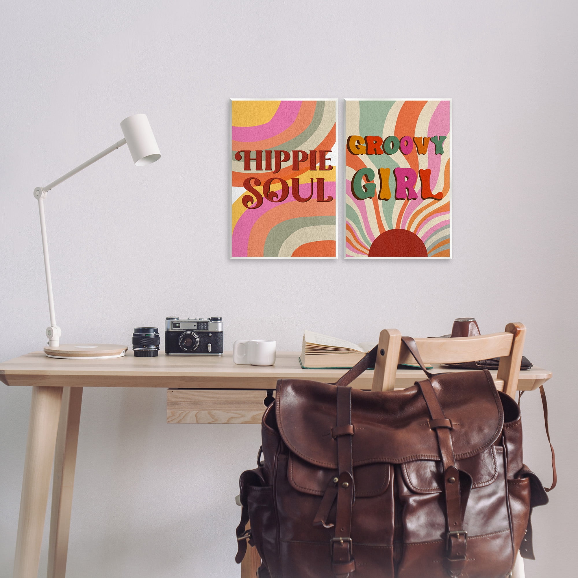 Stupell Industries Groovy Striped Phrases Abstract Painting Unframed Art Print Wall Art, 10 x 15, Set of 2