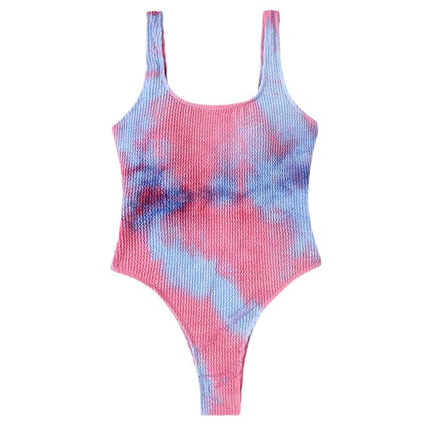 Nituyy Women One Piece Swimsuit Tie Dye Print Bikini Backless Push Up