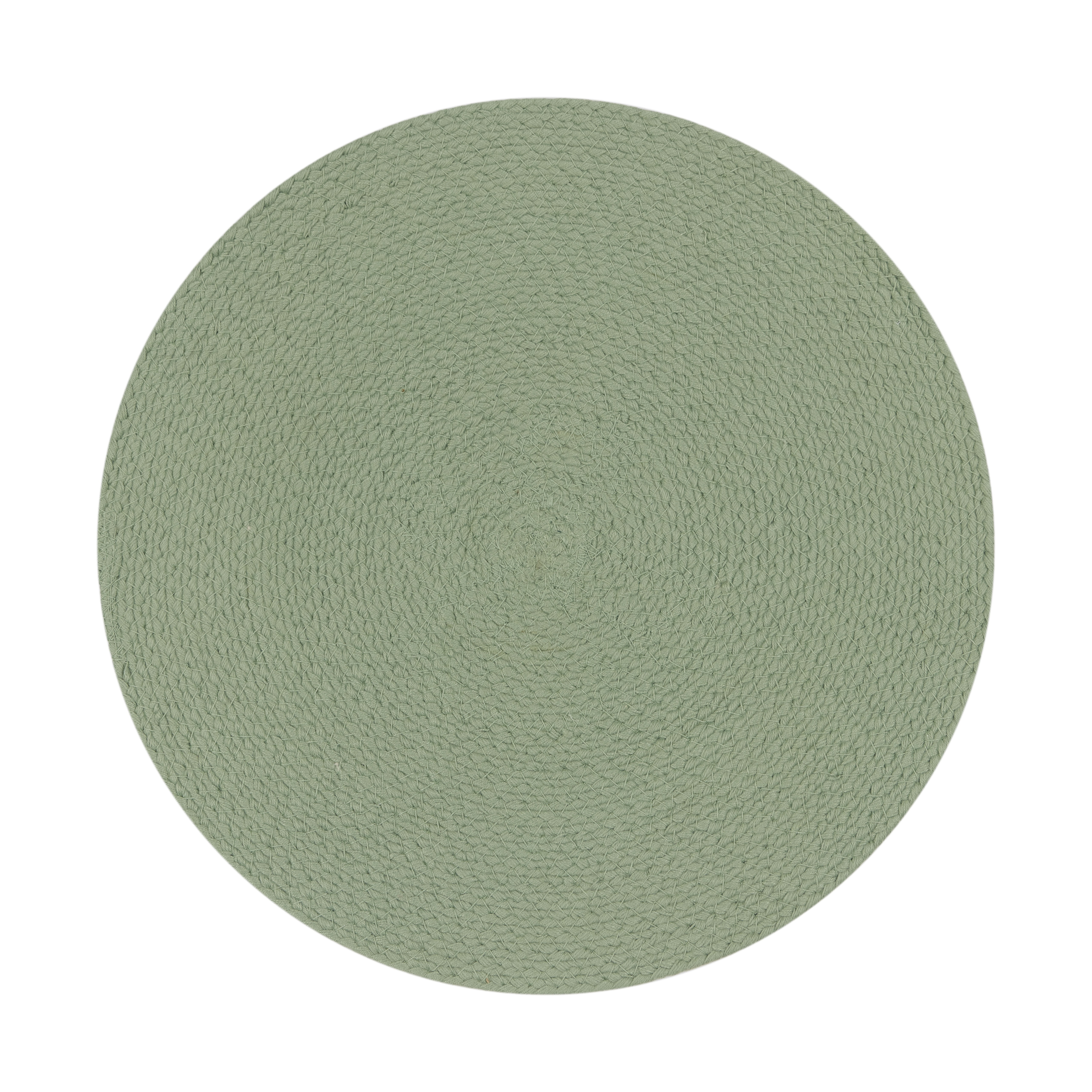 (4 pack) Mainstays Round Braided Placemat, Hedge Green, 14 in Diameter, Polyester
