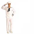 thumbnail image 1 of Conjunto de traje de marinero azul marino para adultos, Disfraces de Halloween, uniforme de actuación de escenario de fiesta, blanco y azul, 1 of 3