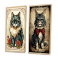 thumbnail image 3 of Designart "Illustration Vintage Chat Bleu avec Roses Rouges" Animaux Chat Art Mural Encadré Ensemble de 2 - Art pour Enfants Art Mural Encadré Bleu Ensemble de 2, 3 of 6