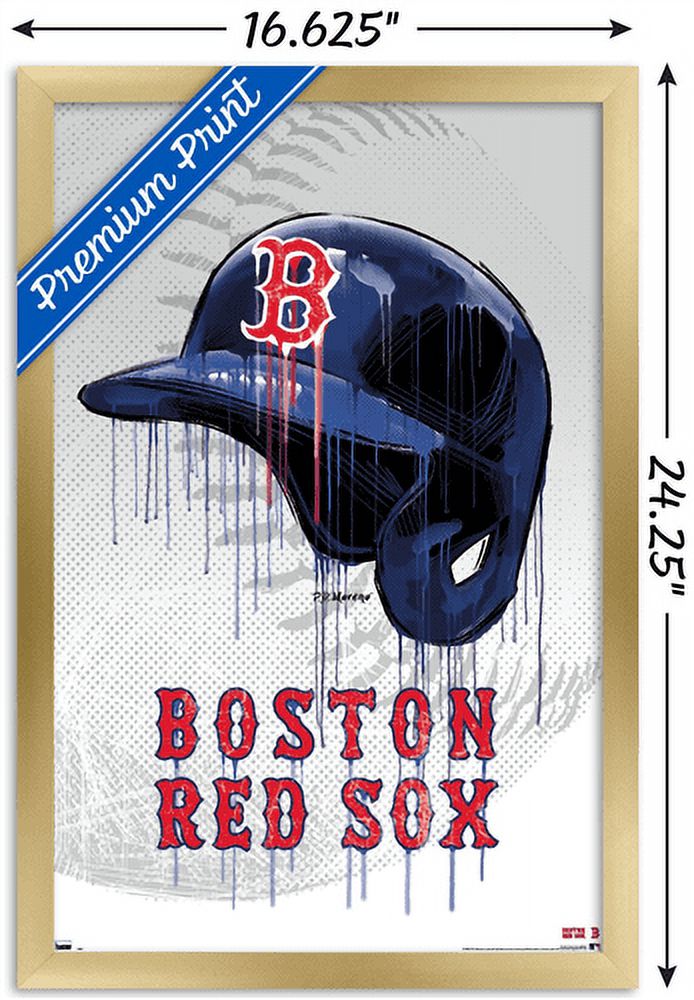 MLB Boston Red Sox - Drip Helmet 20 Wall Poster, 14.725" x 22.375", Framed