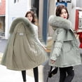 thumbnail image 2 of Women Parka Fashion Long Coat Wool Liner Hooded Parkas 2023  Winter Jacket Slim with  Collar Warm Snow Wear Padded Clothes, 2 of 7