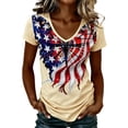 thumbnail image 3 of USA 250th Anniversary Shirt Independence Days Womens T Shirts Graphic Tee Crew Neck Short Sleeve Beige Top L, 3 of 5