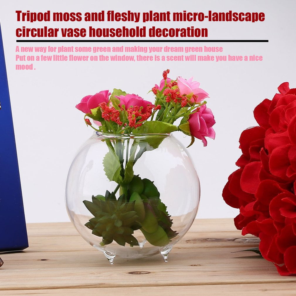 Tripod Support Round Shape Glass Plant Flower Landscape Vase Container Popular New Transparent Hydroponic Vase Fishtank Fishbowl