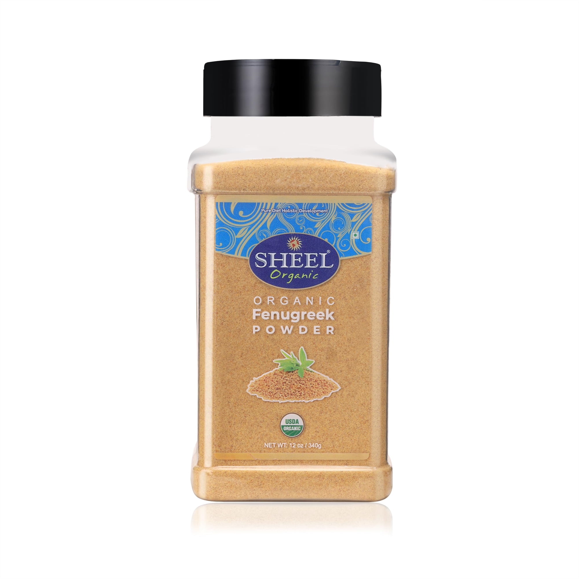 SHEEL Organic Feugreek Powder USDA Certified Gluten-Free Vegan Kosher 12 oz / 340g