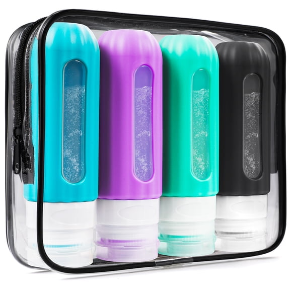 Reusable Silicone Travel Bottles for Toiletries TSA Approved, Leak Proof Travel Size Bottles Refillable Travel Containers for Shampoo Conditioner Mini Bottles 3 oz