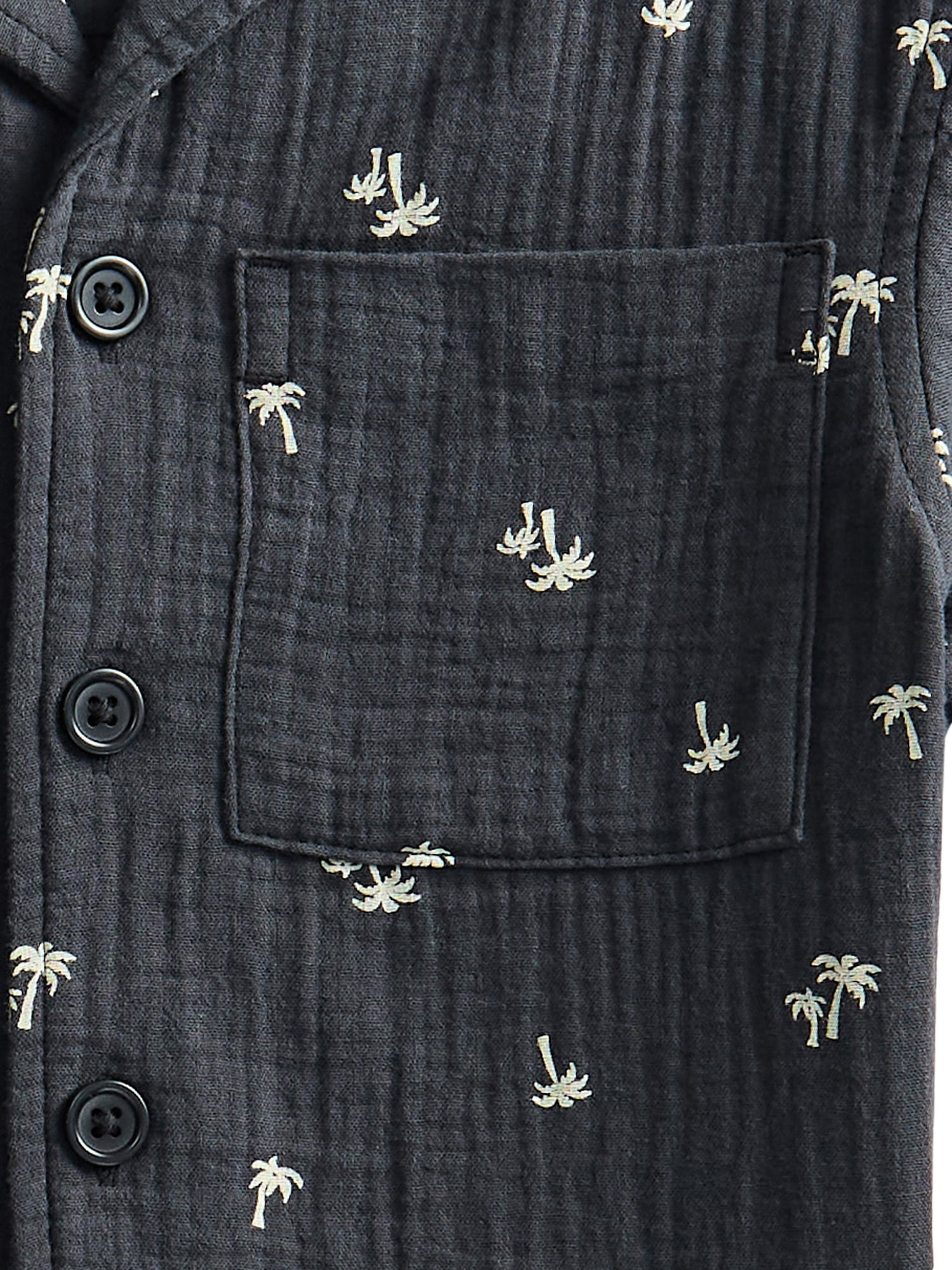 Wonder Nation Boys' Cotton Gauze Button Front Shirt with Short Sleeves, Sizes 4-18 & Husky