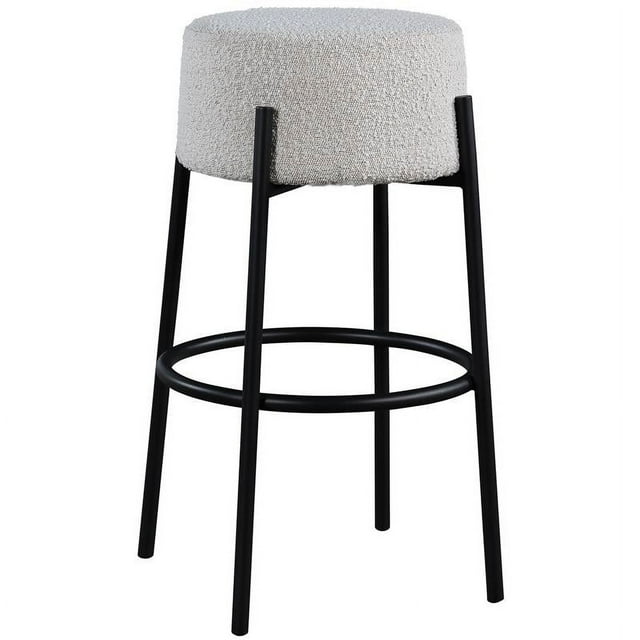 Meridian Furniture Avalon Cream Boucle Fabric Bar Stool
