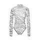 thumbnail image 4 of Sunloudy Body transparente para mujer, estampado geométrico, cuello alto, manga larga, broches, tops para damas, S/M/L/XL Sunloudy S M L XL, 4 of 8