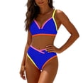 thumbnail image 3 of cocolona Womens High Waisted Bikini Sets V Neck Color Block Two-Piece Swimsuits Vacation Beach Bathing Suit, 3 of 7