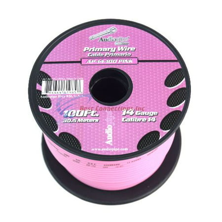Audiopipe 14 GA gauge 100 Feet Pink LED Car Audio Home Primary Remote