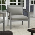 thumbnail image 3 of Martha Stewart Set of 2 Indoor-Outdoor Patio Accent Chairs with Gray Brushed Woodgrain Aluminum Finish and Gray All-Weather Seat and Lumbar Cushions, 3 of 12
