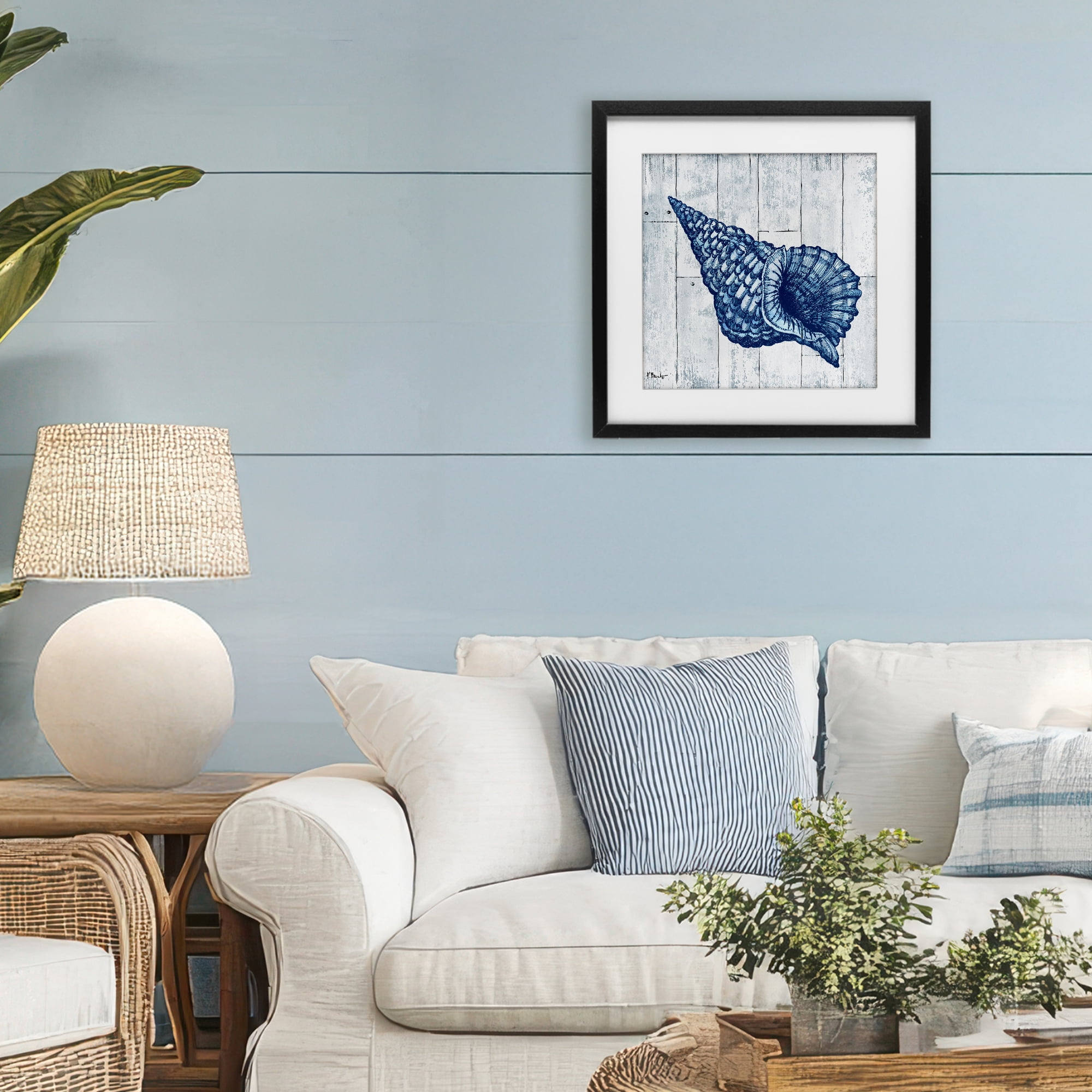 Stupell Industries Coastal Timberland Conch Black Framed Print Under Glass, design by Paul Brent