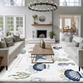 thumbnail image 5 of Rectangle Rug 6x9ft Area Rug, Nautical Starfish Shell Conch Area Rugs for Living Room Bedroom, Vintage Stamp Anchor Floor Mat Non-Slip Non-Shedding Carpet Indoor Accent Rugs, 5 of 9