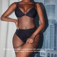 thumbnail image 2 of destyer Robe Filet au-Dessus du Genou pour Femmes Club de Danseuse Sexy avec Strass Robe Transparente Costume de Danse Noir Couleur AB L, 2 of 7