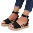 thumbnail image 4 of Caywon Womens Round Toe Dual Strap Wedge Sandals, Open Toe Thick Sole Summer Footwear, Casual Adjustable Ankle Strap Shoes, Sandalias Con Doble Correa Para Mujer, 4 of 8