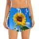 thumbnail image 2 of Balery Blue Sky Sunflower Pantalones cortos deportivos para mujer con forro y dos bolsillos, elásticos, para entrenamiento, gimnasio, yoga-Medium, 2 of 7