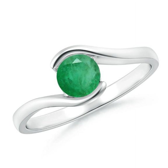 Round Shape Green Emerald Band Ring Women 925 Sterling Silver May Birthstone Wedding Anniversary Gift Gemstone Jewelry