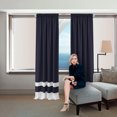 thumbnail image 7 of Woven Trends Two-Tone Window Curtain Panels, Rod-Pocket Light Filtering Curtains for Bedroom and Living Room, Double Layered Window Panel, Navy/White, 50" x 84" Single Panel, 7 of 7