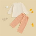 thumbnail image 5 of Caqnni Toddler Girls Fall Outfits 6M 12M 18M Long Sleeve Sweatshirt Tops and Sweatpants Pant 2PCS Set Pajamas & Dailywear Set Fall Winter Outfit，6-12 Months，Beige, 5 of 9