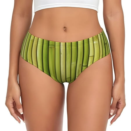 Sikiie Green Bamboo Fence Women s High Waisted Cotton Underwear Soft Breathable Panties Stretch Briefs Seamless Ladies Panties-Medium