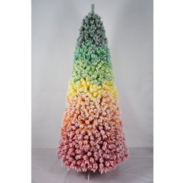 6FT Colorful Christmas Tree Flocked, Bringstar Artificial Xmas Trees with 1326 Premium PVC Branch Tips