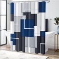 thumbnail image 3 of Navy Blue Fabric Shower Curtain - Geometric Water Repellent Shower Curtain Set, Machine Washable, Modern Decorative Polyester Cloth Shower Curtains for Bathroom - 72x72, 3 of 6