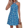 thumbnail image 4 of PRETTYGARDEN Womens Summer Halter Mini Dress Sleeveless Boho Floral Short Sundress Casual Flowy Beach Dresses, 4 of 10