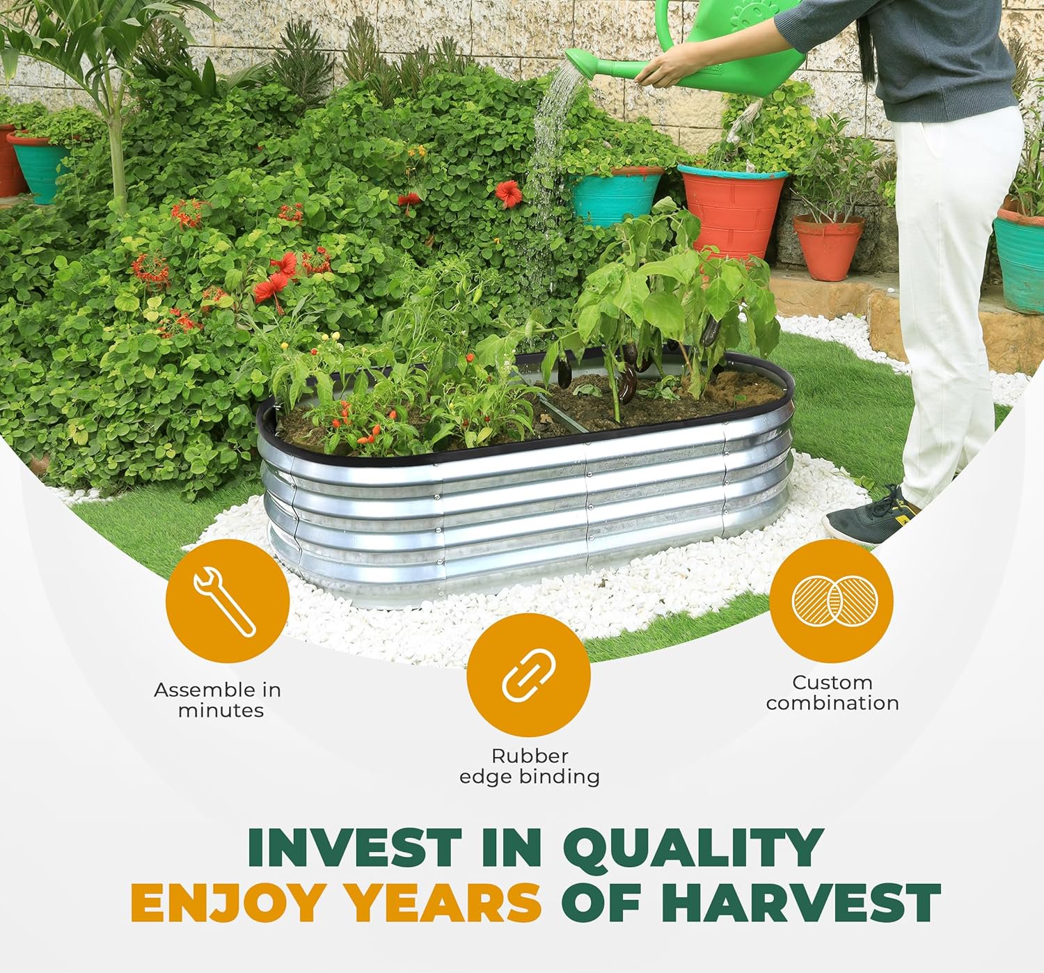 Utopia Home Galvanized Raised Garden Bed, 4x2 Feet, 2-Pack photo 3