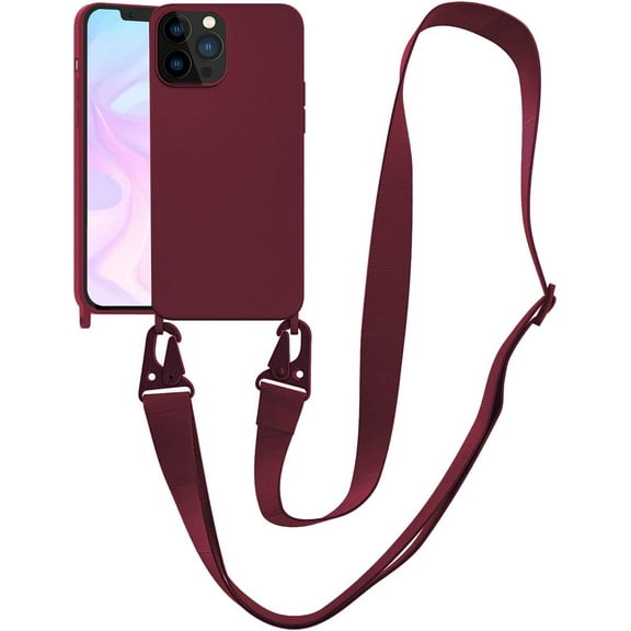 Compatible with iPhone 14 Pro Max Case with Lanyard Crossbody iPhone Case with Strap Adjustable Shockproof Drop Protection Silicone Phone Cover for iPhone 14 Pro Max 6.7’’ Plum