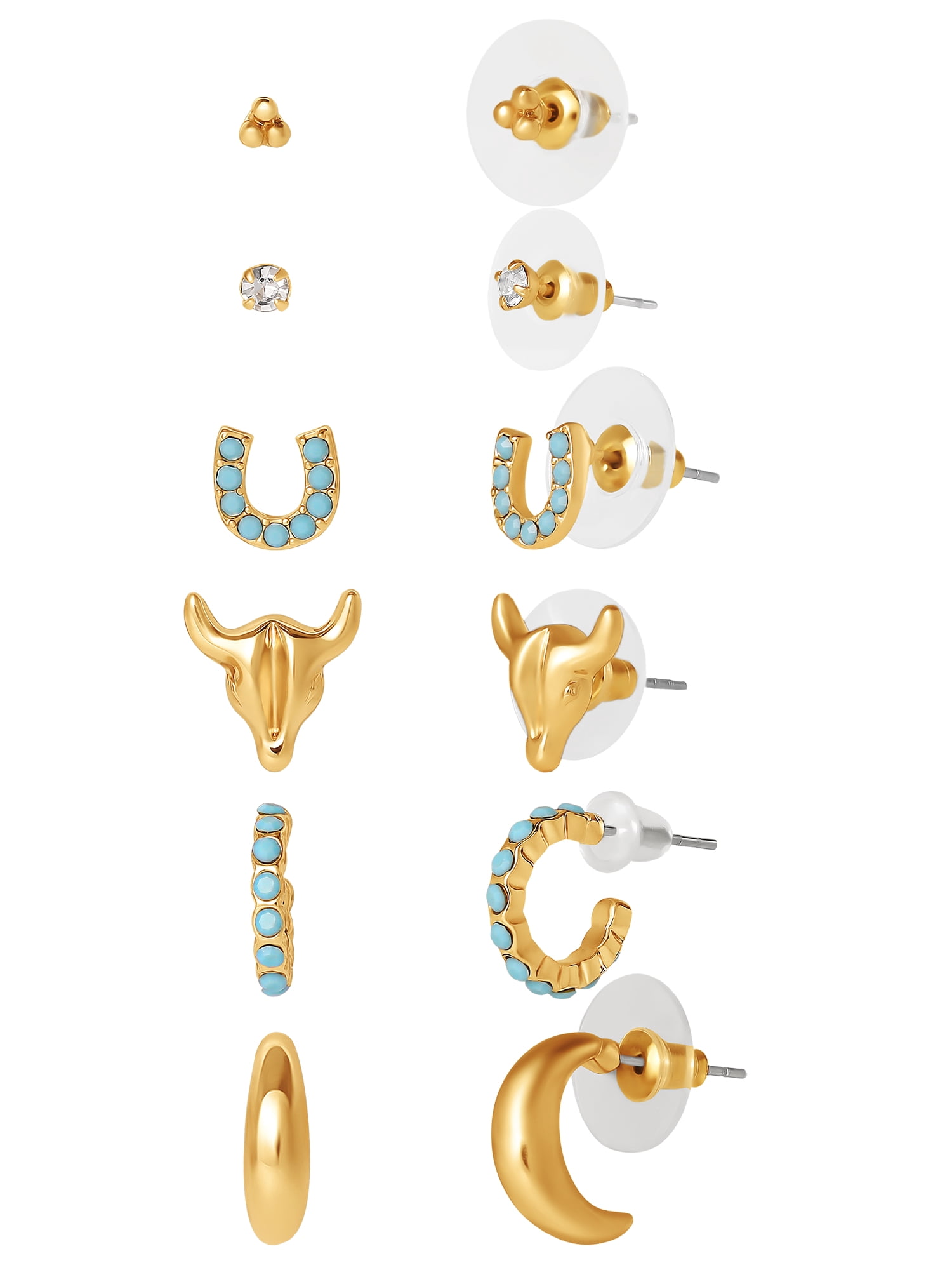 Jessica Simpson Women’s Faux Turquoise Earrings Set, 6 Pairs – Mixed Fashion Stud and Drop Earrings Collection