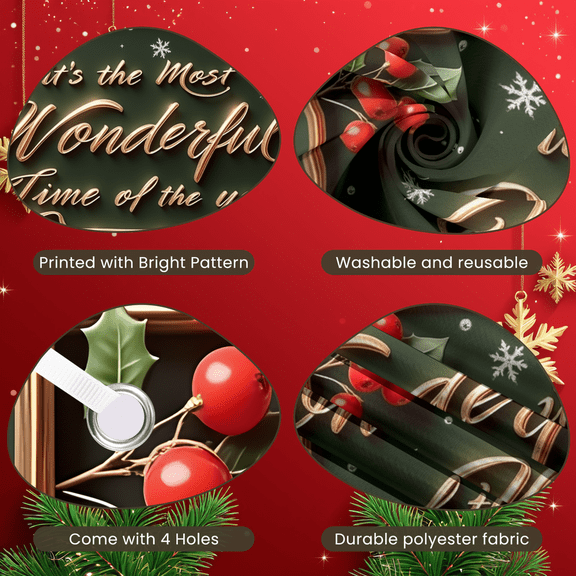 Festive Design Christmas Banner Decorative Holly Winter Snowflakes for Holiday Celebration Indoor Decoration Festive Background