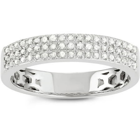 Alexandria Collection Women's 1/4 T.D.W. Diamond Sterling Silver Round Cut Pave Wedding Band
