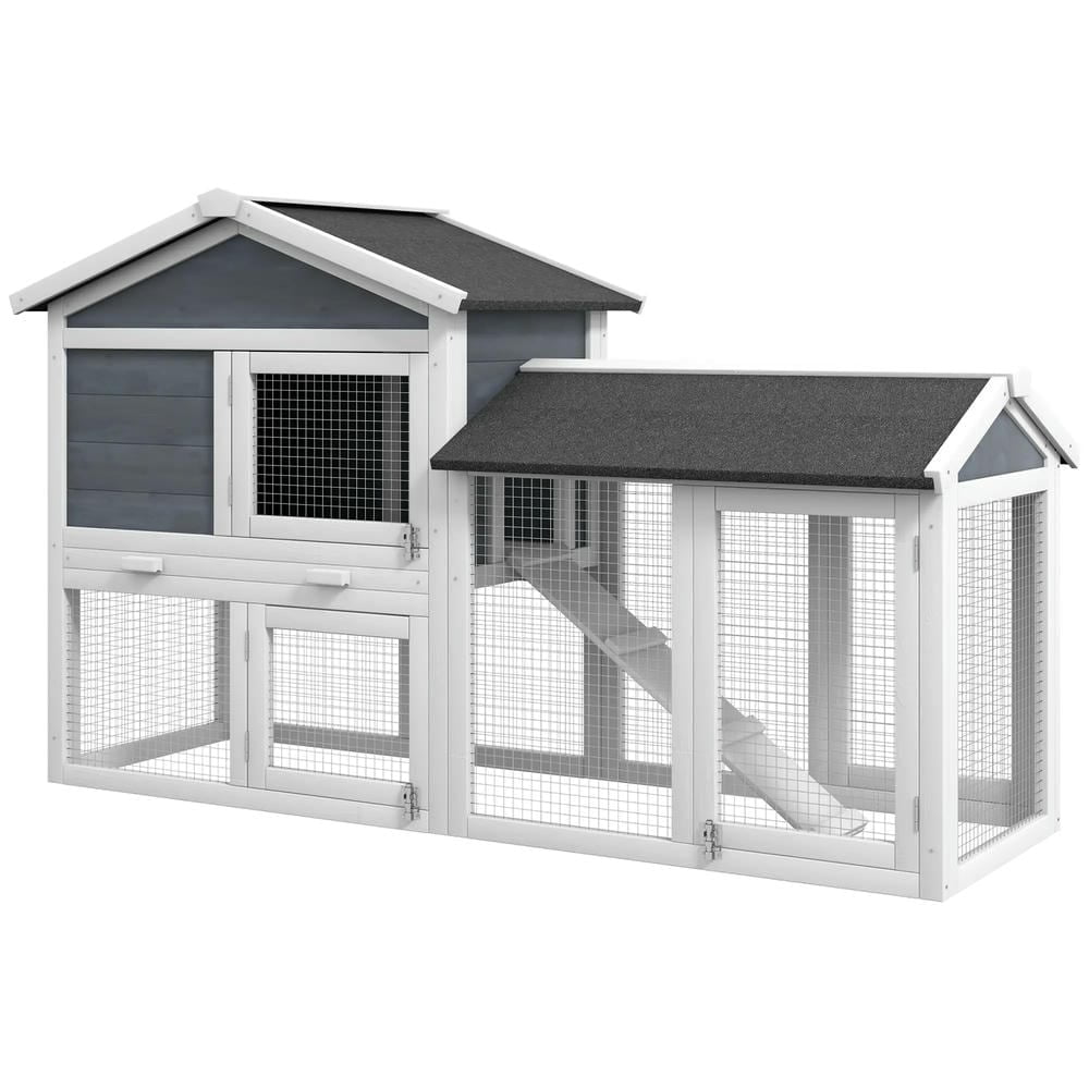 Barara King Large Rabbit Coop, Rabbit Coop, Outdoor Rabbit House,Wooden Rabbit Hutch Elevated Bunny Cage with Enclosed Run with Wheels, Ramp, Removable Tray Ideal, Brown