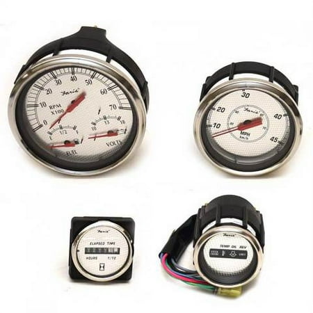 Faria Boat Gauge Set | w/ Suzuki Monitor Silver (4 Piece)