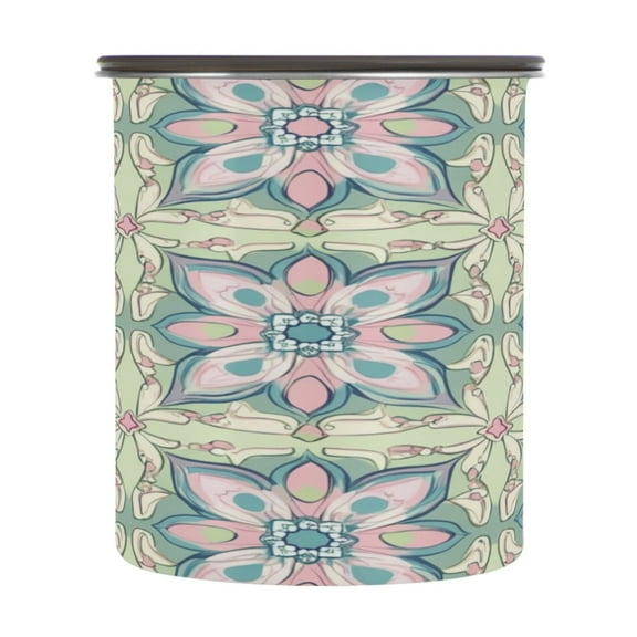 Wobogo Persian Style Motifs Food Storage Jars 304 Food Grade Stainless Steel Canisters With Vacuum Airtight Lids for Coffee Snacks Nuts Cereal 900ML