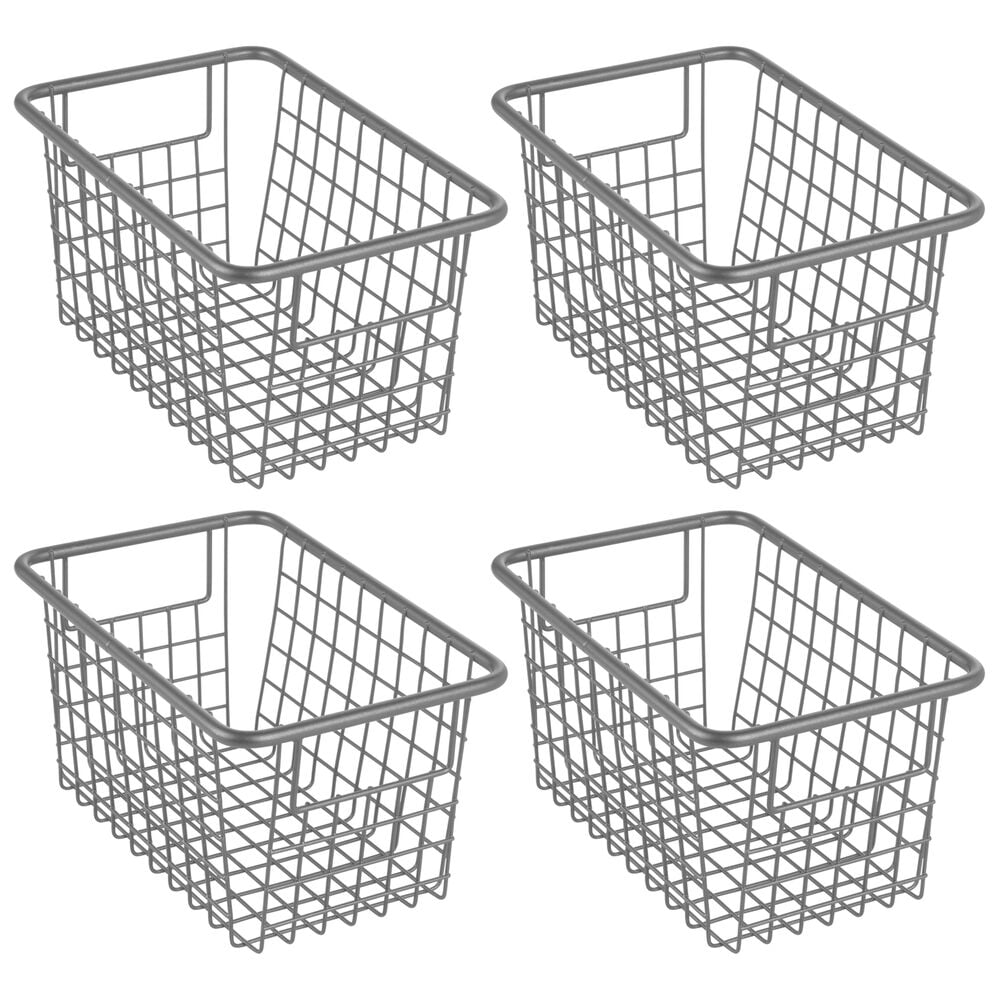 mDesign Metal Wire Kitchen Basket with Handles 16.25" Long Graphite Gray 