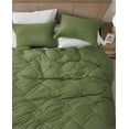 thumbnail image 6 of Chezmoi Collection Hugo 3-Piece Jacquard Comforter Set King Size, Olive Green Textured Woven Lightweight Thin Comforter Summer Bedding, 6 of 9