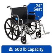 Medline Excel Extra-Wide Bariatric Wheelchair for Adults and Seniors with 24 in W Seat, 500 lb Weight Capacity