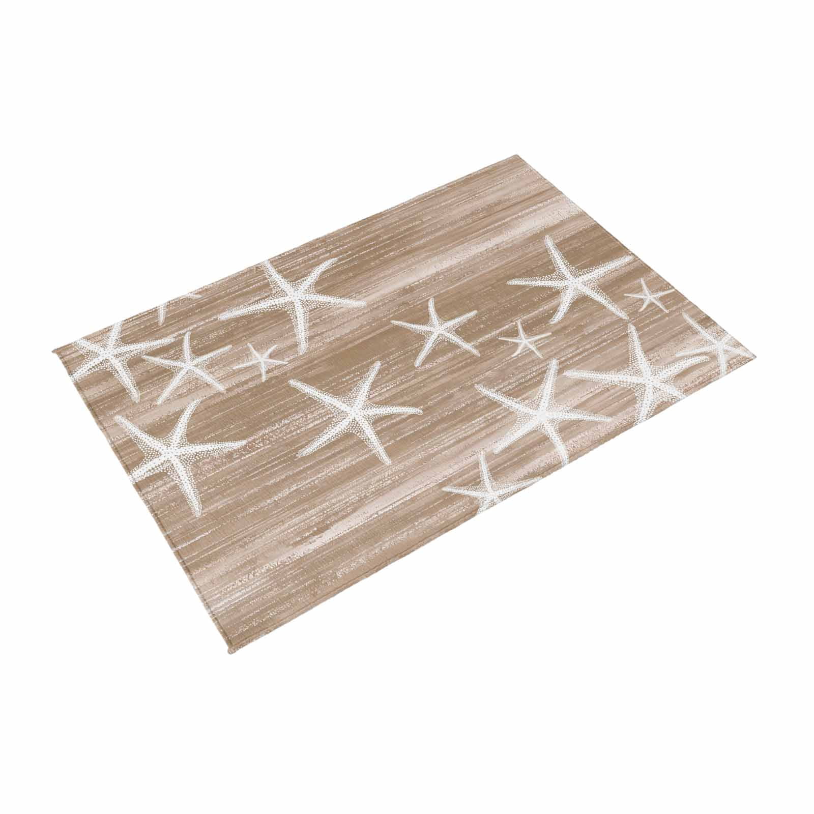 Brown Coastal Outdoor Rug for Patio/Deck/Porch, Non-Slip Large Area Rug 4 x 6 Ft, Summer Ocean Waves Ombre Sea Starfish Indoor Outdoor Rugs Washable Area Rugs, Reversible Camping Rug Carpet Runner