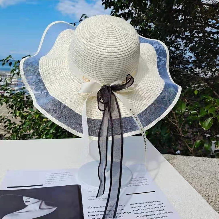 Foldable Straw Summer Sun Hat for Women Thick Hair SPF 50  display picture 1